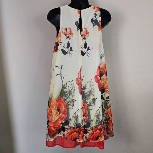 Entro Floral Midi Dress - Cream and Orange - Picture 6 of 8